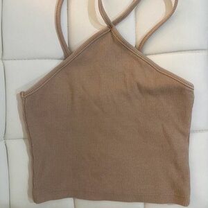 Zara Tan Ribbed Camisole Top